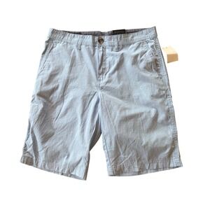 NWT Wallin & Bros Mens Light Blue Cotton Chino Shorts Flat Front Chambray Long